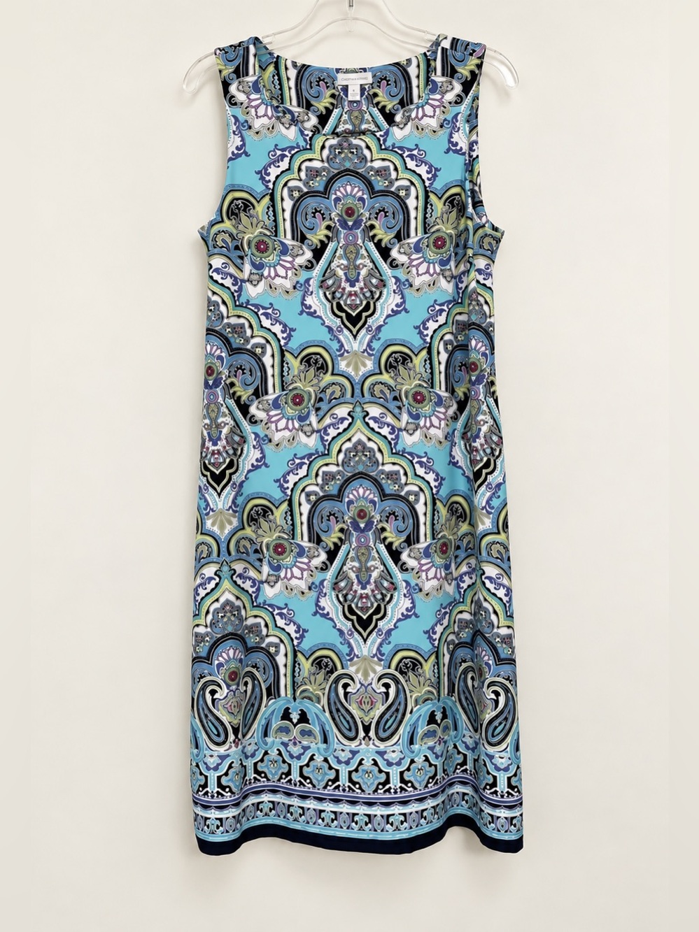 Sleeveless Turquoise Paisley Dress | Classic Shift Charter Club EUC L #2447